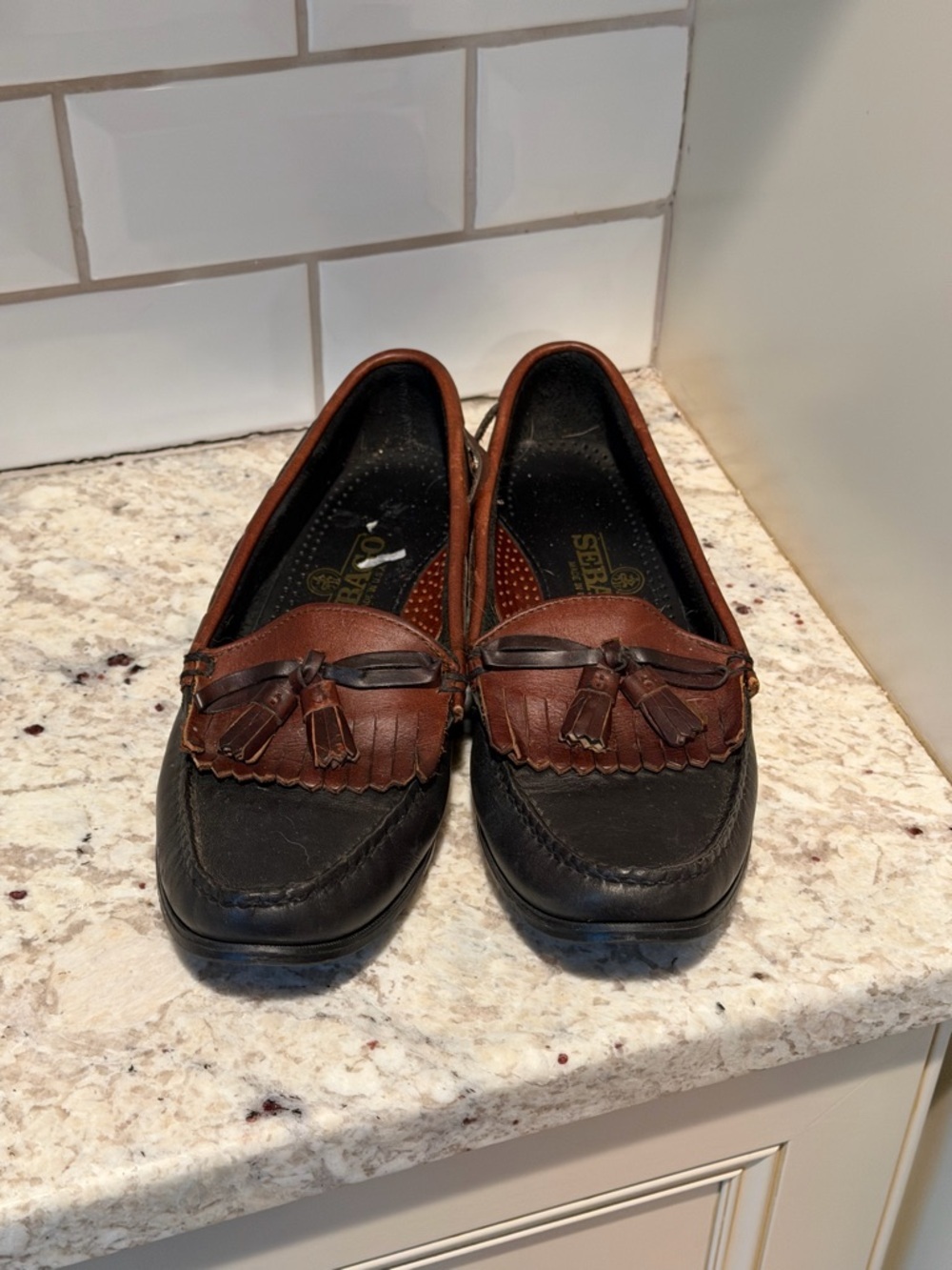 Sebago Leather Tassel Loafers Women's Size 9.5 Black Brown‎ Classic Comfort